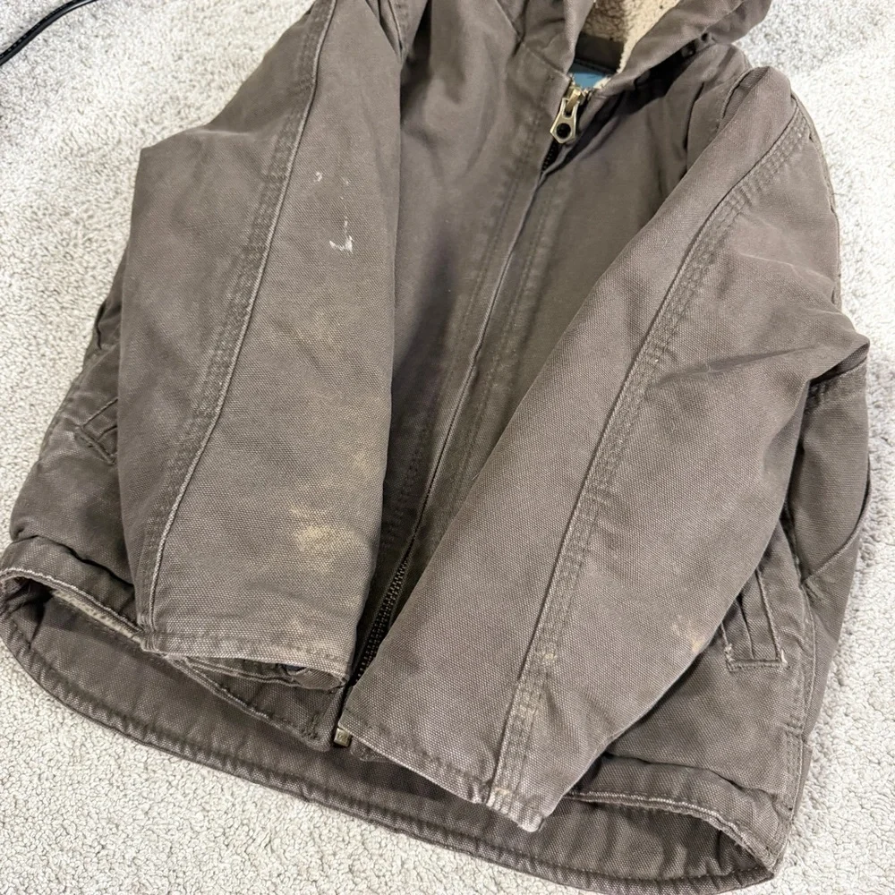 Berne Kids Boys Softstone Sherpa-Lined Hooded Coat-Bark Jacket Full Zip Brown 3T